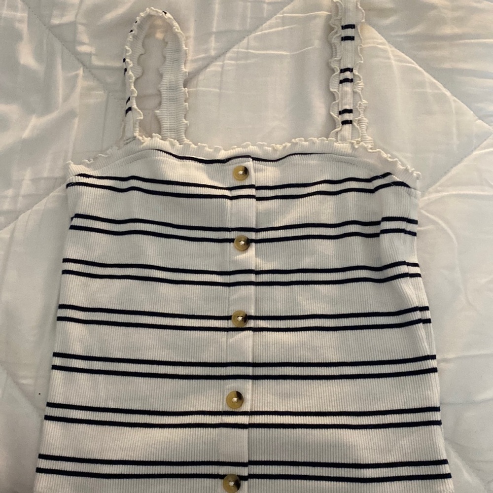 Striped button up tank top